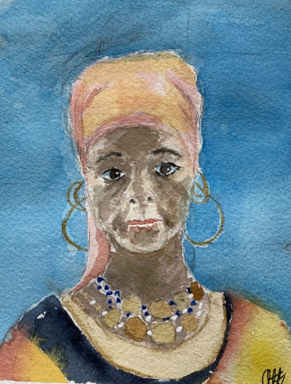 Akvarell som föreställer en kvinna i Egypten